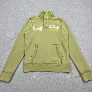 Hollister Surf Club Henley Women's Large Green Slim Y2K 00s Sweatshirt Pullover